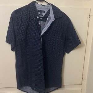 Tommy Hilfiger Men's Dark Blue Patterned Shirt
